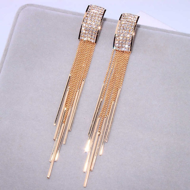 Patricia Long Crystal Tassel Earrings