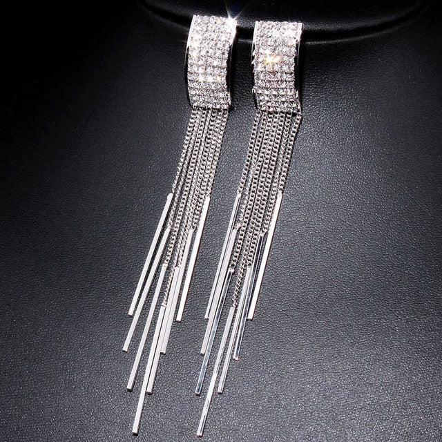 Patricia Long Crystal Tassel Earrings