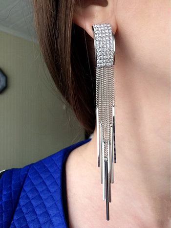 Patricia Long Crystal Tassel Earrings