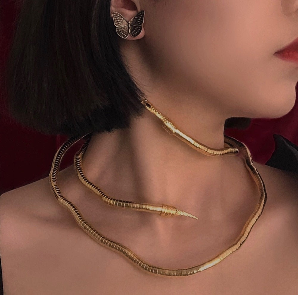 Bendy Multilayer Metal Snake Necklace & Bracelet