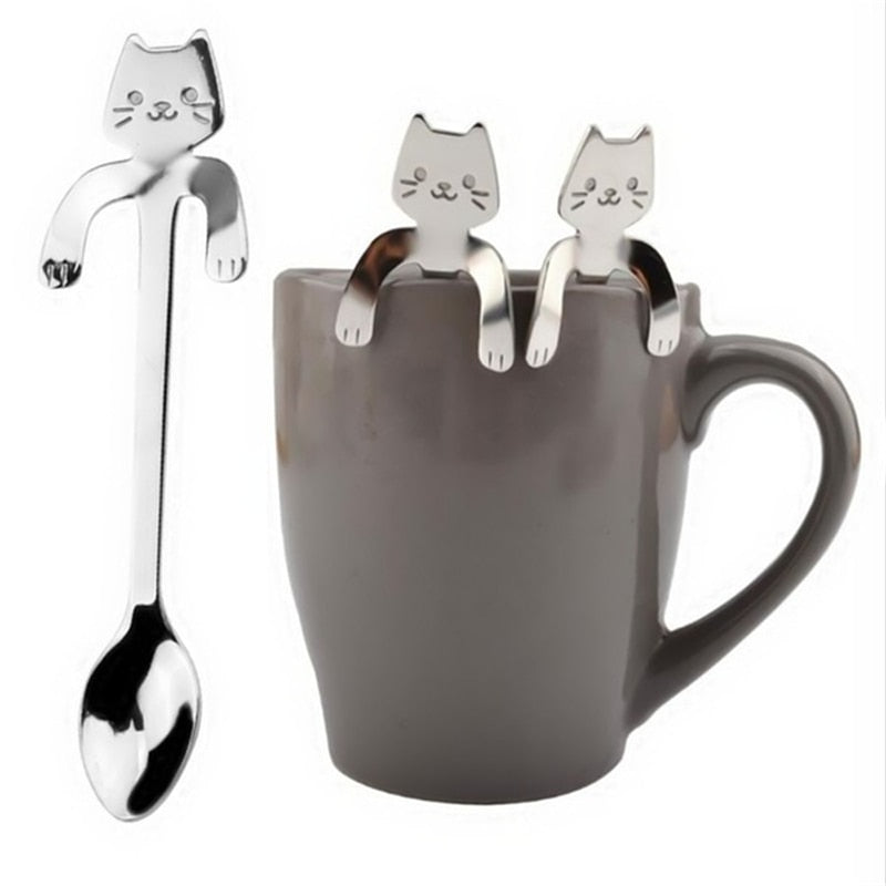 Cute Cat Stainless Steel Coffee Spoon