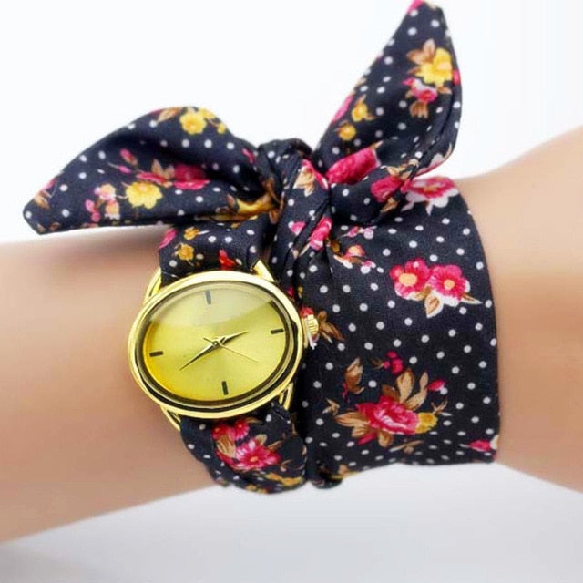 Flower Fabric Band Watch
