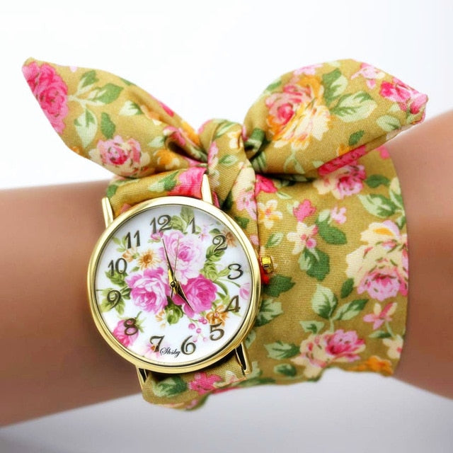 Flower Fabric Band Watch