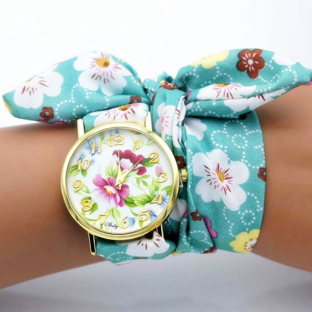 Flower Fabric Band Watch