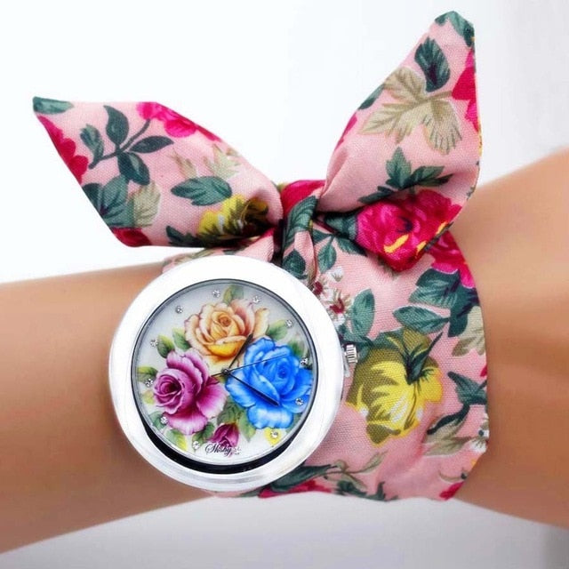 Flower Fabric Band Watch