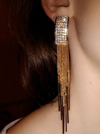 Patricia Long Crystal Tassel Earrings