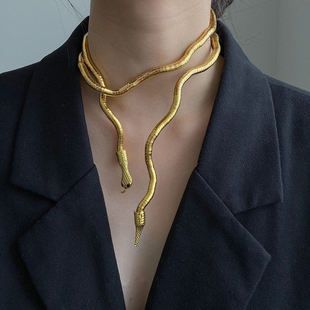 Bendy Multilayer Metal Snake Necklace & Bracelet