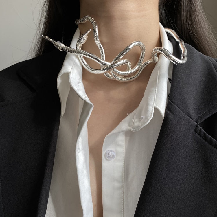 Bendy Multilayer Metal Snake Necklace & Bracelet