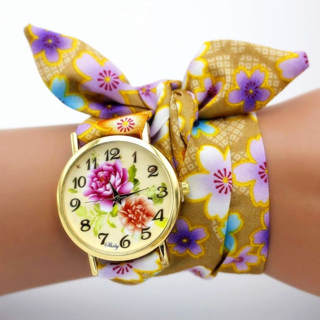 Flower Fabric Band Watch