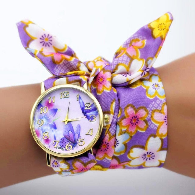 Flower Fabric Band Watch