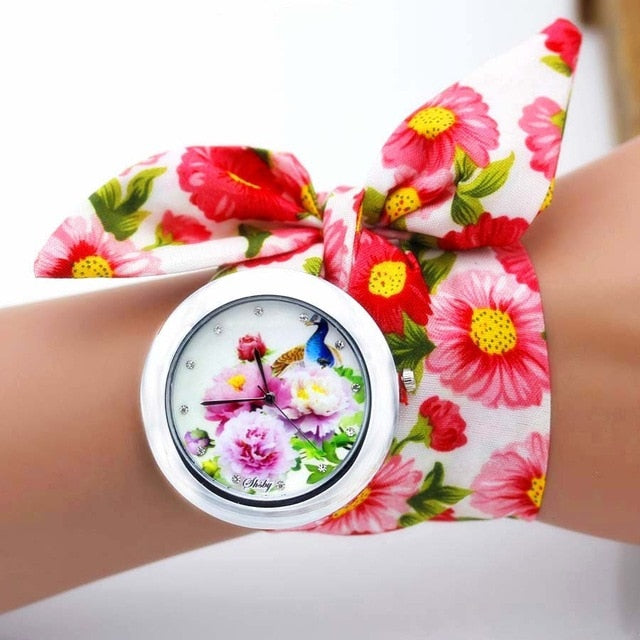 Flower Fabric Band Watch