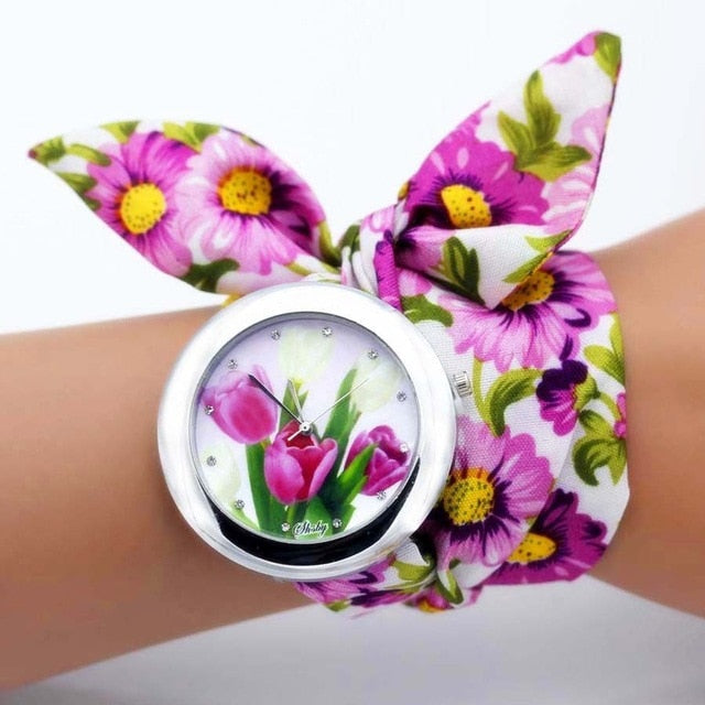 Flower Fabric Band Watch